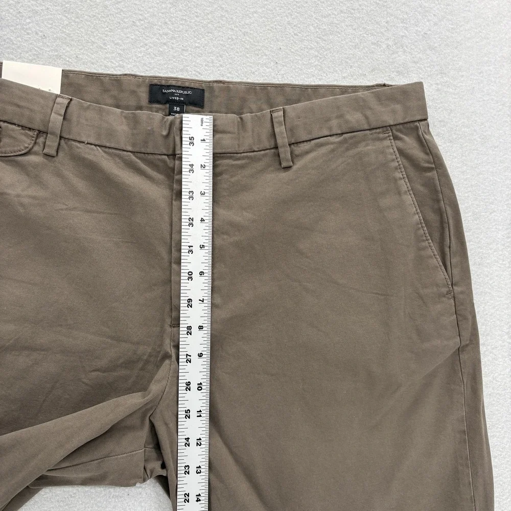 Banana Republic Lived-In Shorts Mens 38 Brown Chino Flat Front Stretch 9